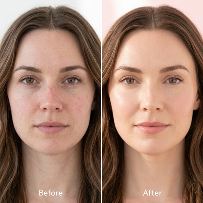 Before and after using the Red Light Therapy Mask