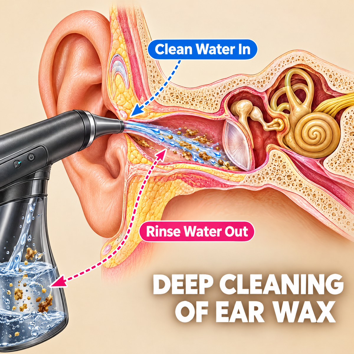 How the Ear Rinse Pro cleans ear wax